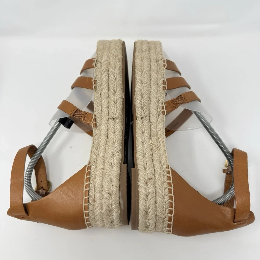 J Crew Grace Gladiator‎ Espadrille Sandals Leather Platform Brown Womens 9